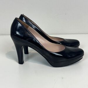 Salvatore Ferragamo Black Patent Leather Platform Pumps 6.5